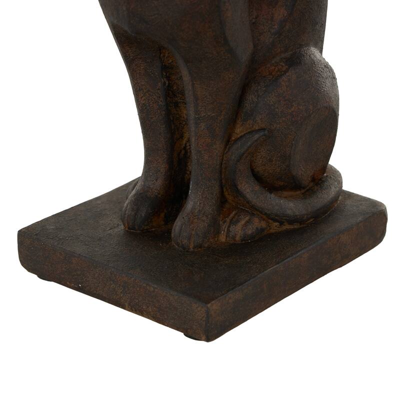 Resin Cat Frowning Bookends with Copper Accents - Set of 2 Dark Brown - Roche River Decor - 3"W x 5"L x 8"H