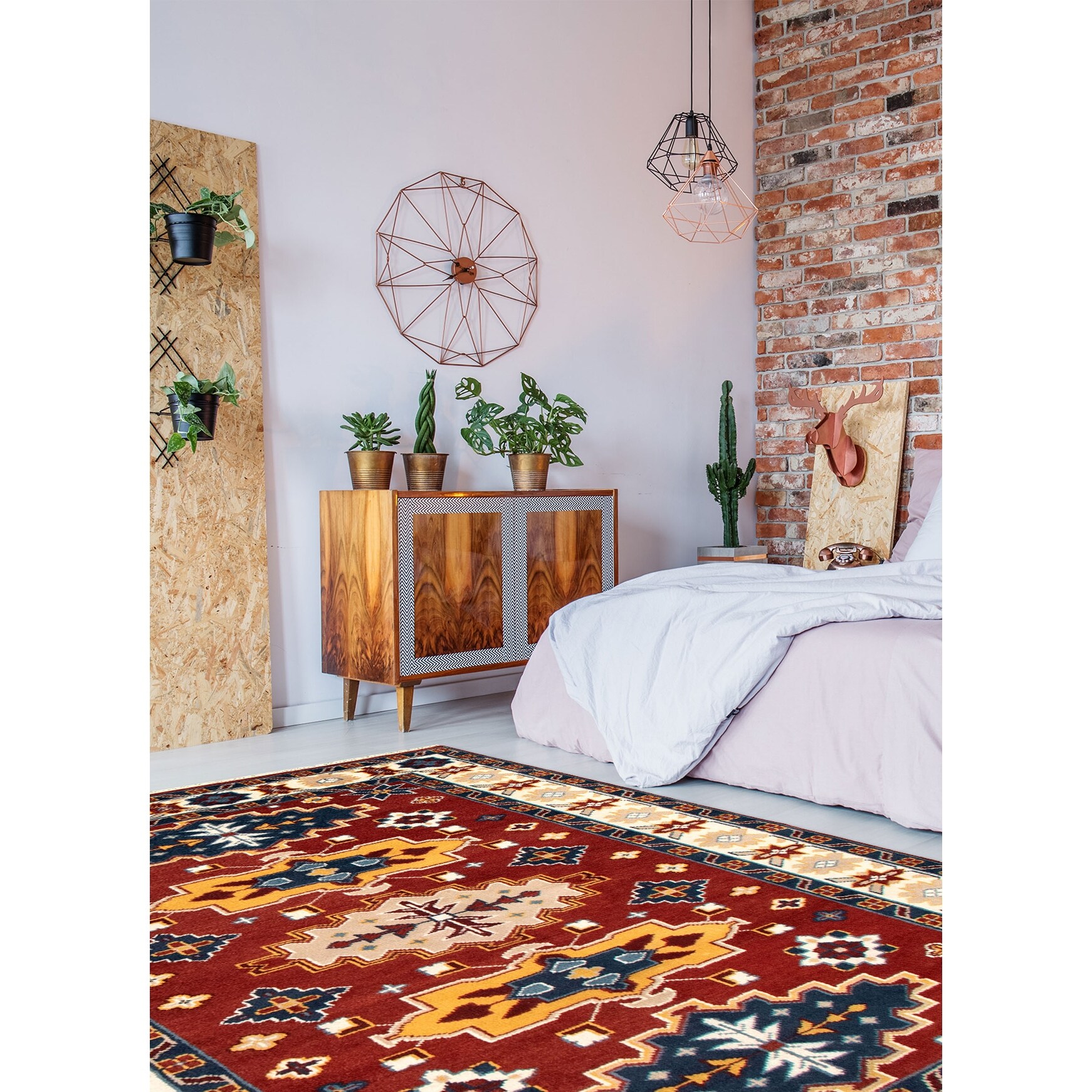 Bohemian Red Carpet Hand Knotted Living Room Area Rugs Bedroom