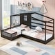 Twin Size Wood House Bed, 2 Twin Solid Bed L Structure with Fence ...