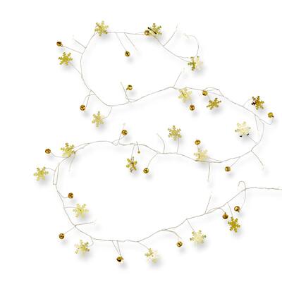 Snowflake LED String Lights - Winter & Christmas Decor, Indoor Use, 60" L x 1" W, Gold Plastic Novelty Lighting