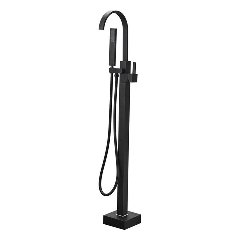 Freestanding Bathtub Faucet Tub Filler Black Floor Mount w/Hand Shower
