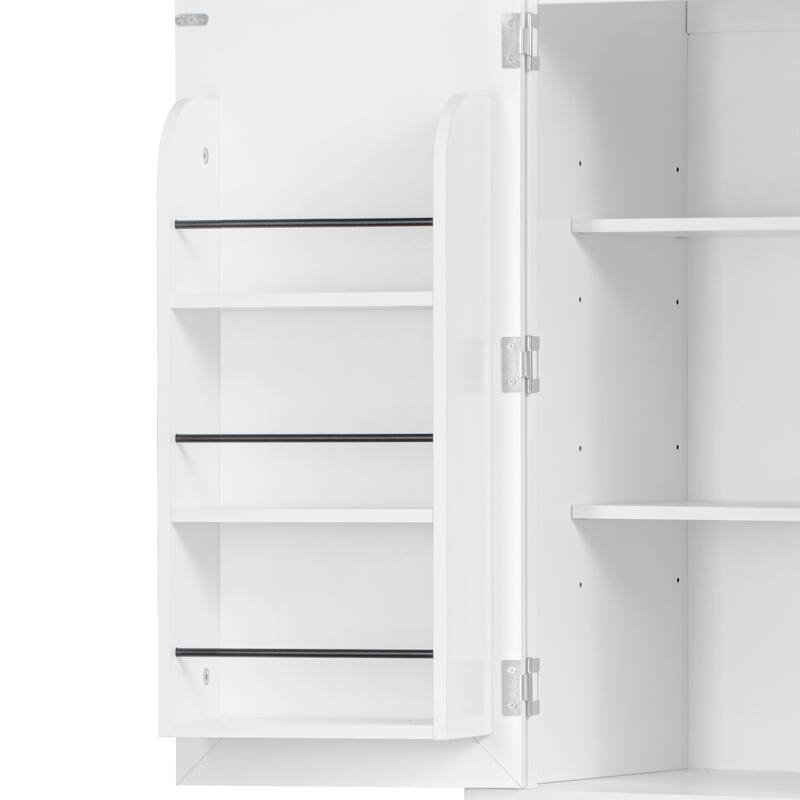 Roomfitters 71" Tall Kitchen Pantry Cabinet with 3 Pull-Out Organizers & 6 Door Shelves
