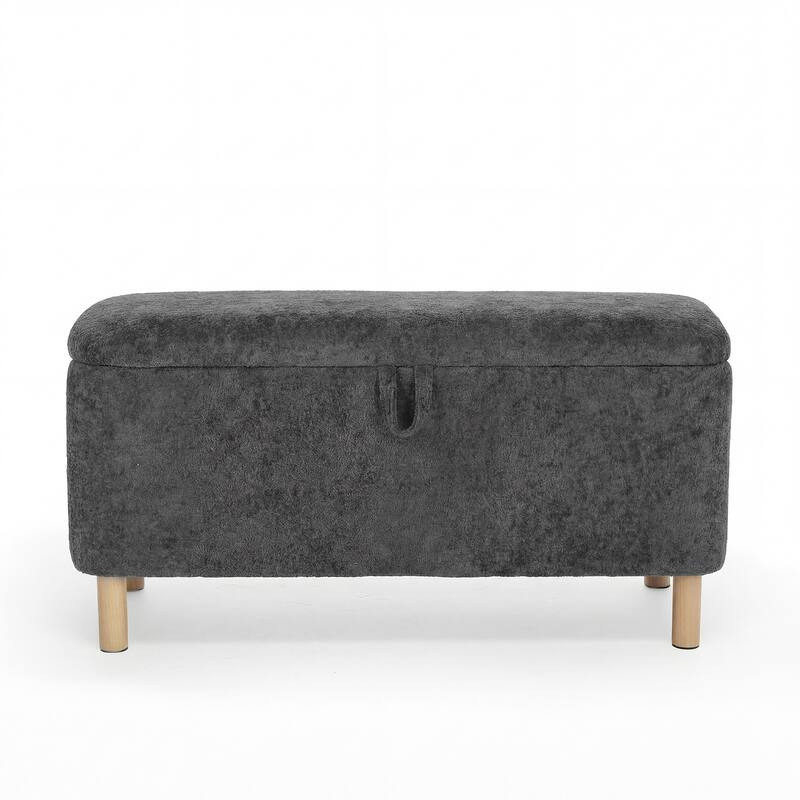 Upholstered Storage Ottoman Bench with Large Hidden Storage Fabric End of Bed Bench