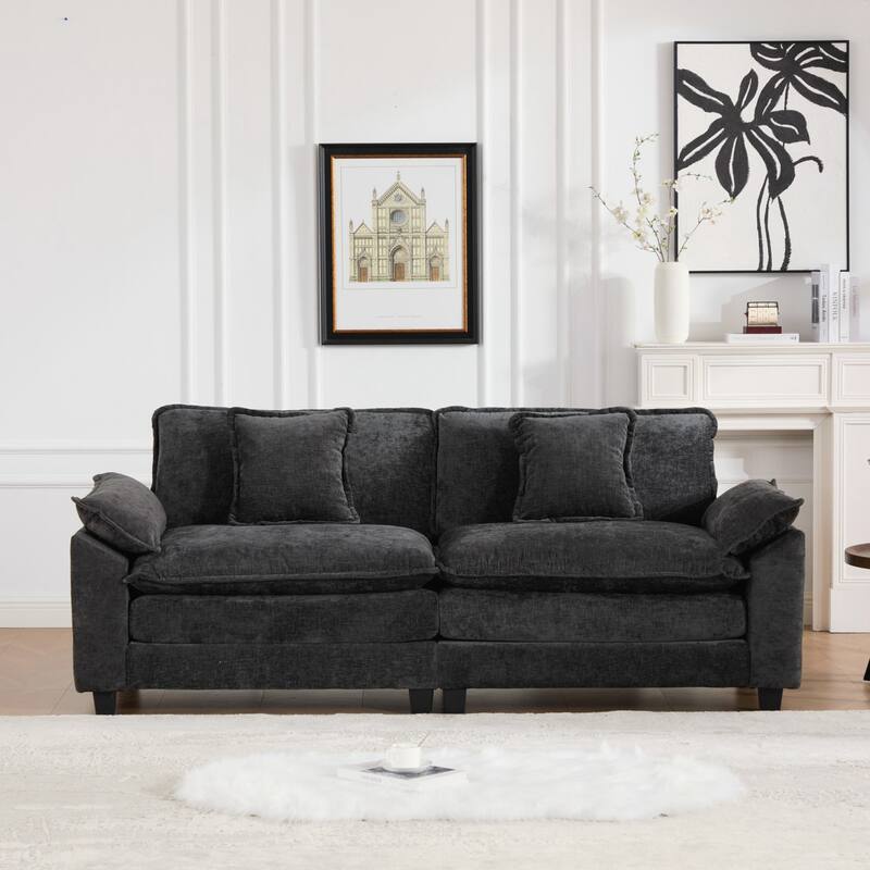 Modern Sectional Couch, for Living Room Bedroom and Apartment, Comfy Double Layer Upholstered Seat Cushion
