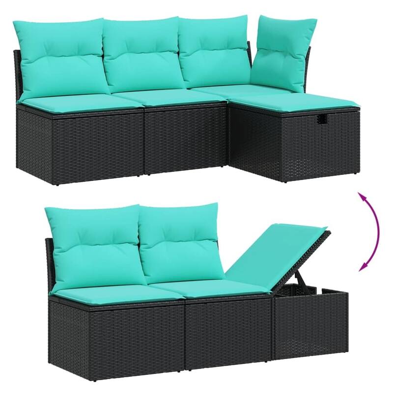 vidaXL Patio Sofa Set with Cushions Outdoor Furniture 7 Piece Poly Rattan