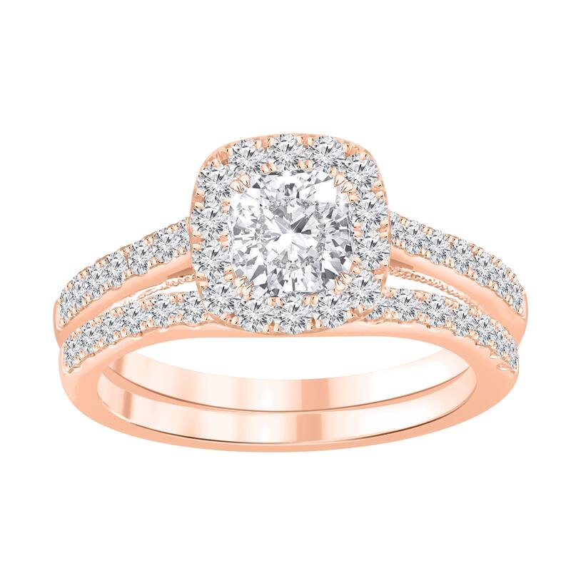 Auriya 1 3/4ctw Cushion-cut Halo Diamond Engagement Ring Set 14k Gold