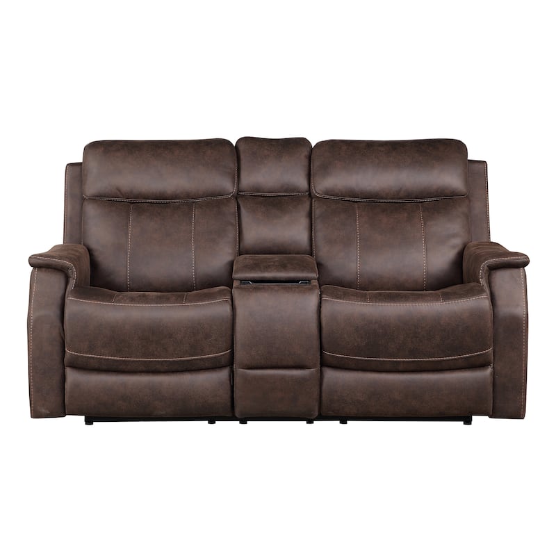 Steve Silver Faux Leather Power Reclining Console Loveseat