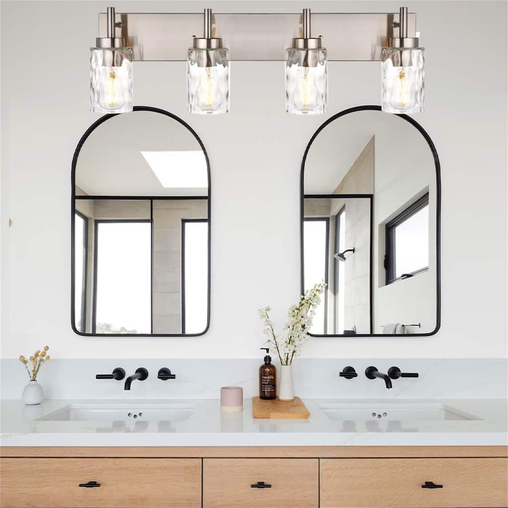 4-Light Vanity Light with Hammered Glass
