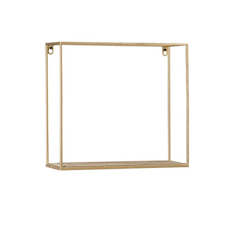 Metal Frame Wall Shelf with Keyhole Hanger, Set of 3, Gold