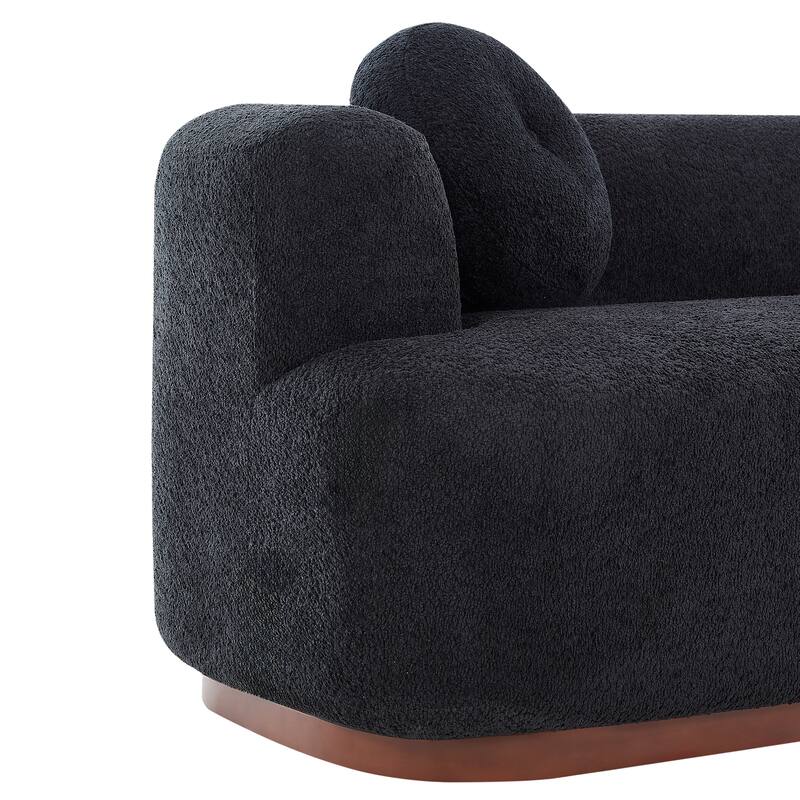 Christopher Knight Home - Polyster Upholstered 3-Seater 84.57" Compressed Sofa with Solid Rubberwood Base