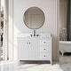 preview thumbnail 98 of 128, Vanity Art 42" Single Sink Bathroom Vanity Cabinet with Engineered Marble Countertop 42"/Brushed Nickel Handle - Linear White