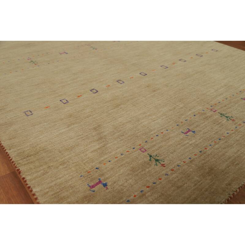 Hand Knotted Oriental 100% Wool Carpet Tribal Animal Pictorial Brown Gabbeh Area Rug - 7' 9'' X 4' 10''