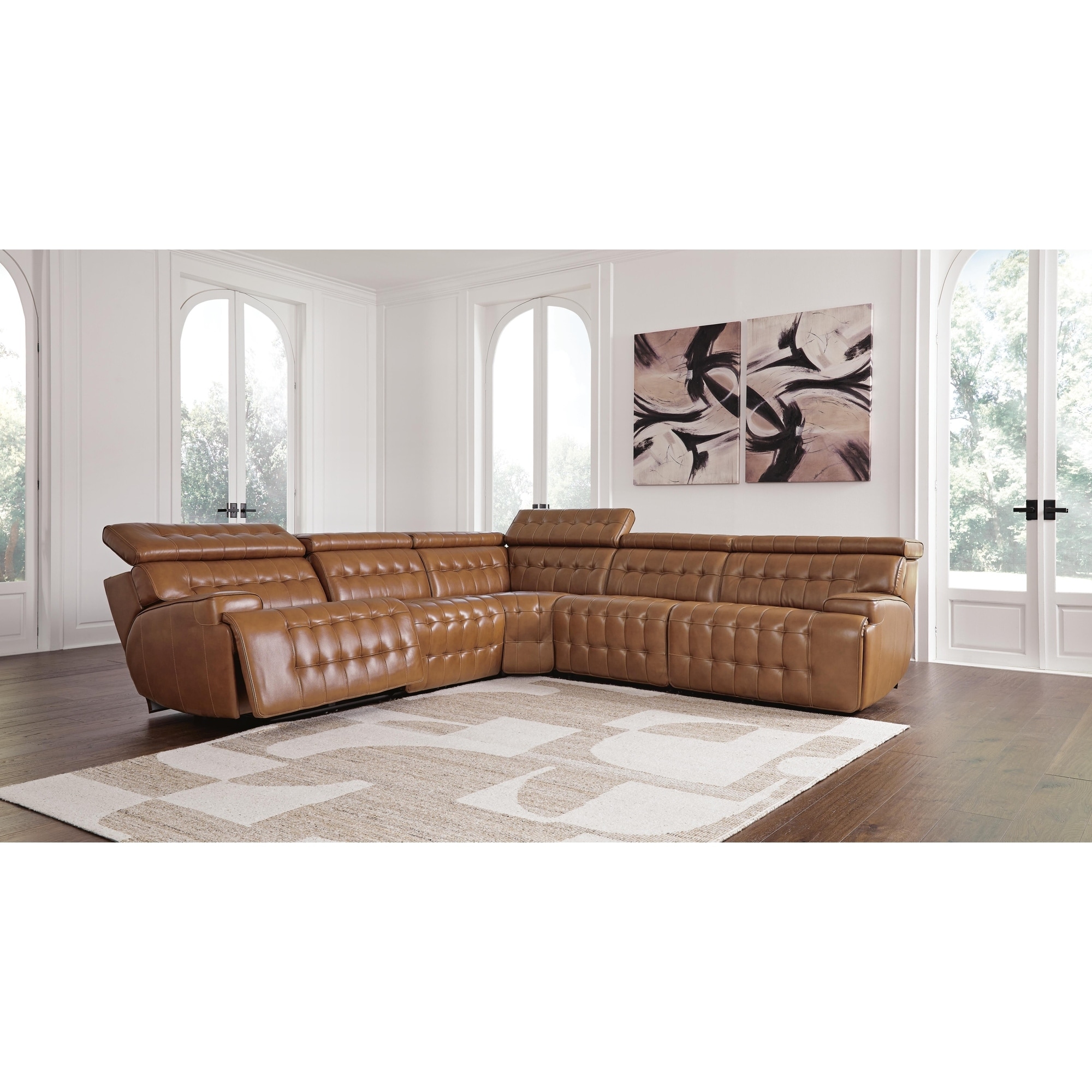 Signature Design by Ashley Temmpton Medium Brown 5-Piece Power Reclining Sectional - 110"W x 110"D x 34"H