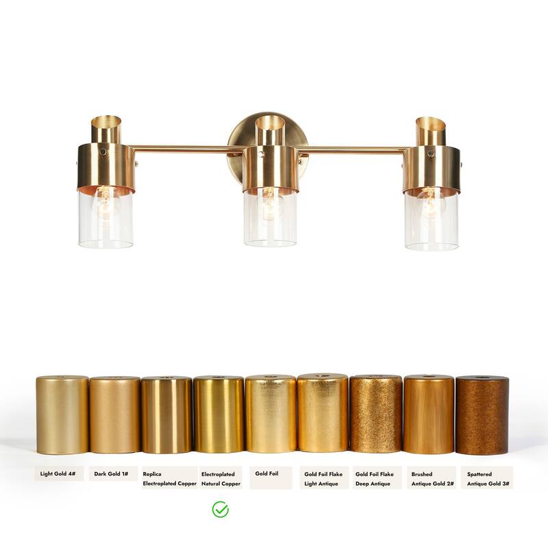 Modern 1/2/3-Light Dimmable Gold Bathroom Vanity Light Cylinder Glass Wall Sconces