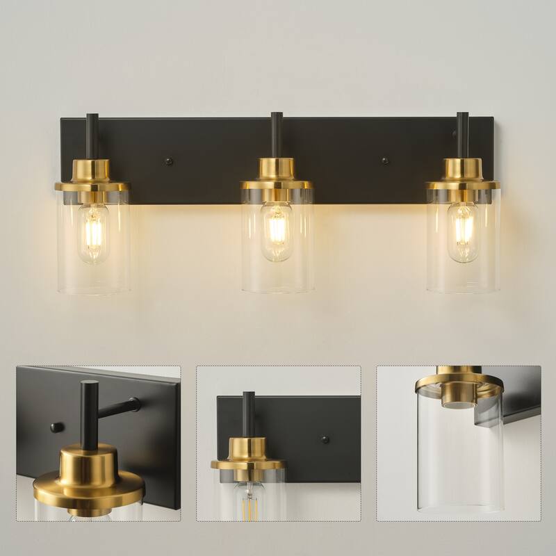 Starsky 3-Lights 23.62in. Modern Bathroom Vanity Light with Glass Shade