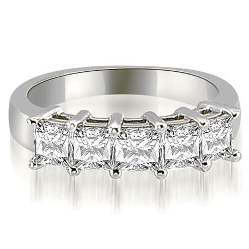 2.00 cttw. 14K White Gold Princess Diamond 5-Stone Prong Wedding Band