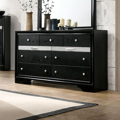 Aoki Contemporary Black 56-inch Wide 9-Drawer Solid Wood Dresser by Furniture of America