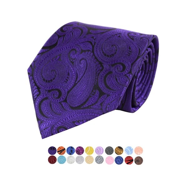 Men's Paisley 100% Microfiber Poly Woven Wedding Neck Tie - regular