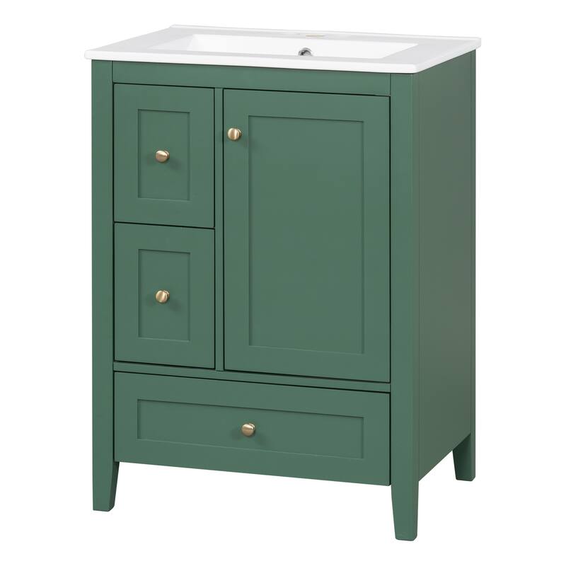 24 " Bathroom Vanity with Storage - Dark Green