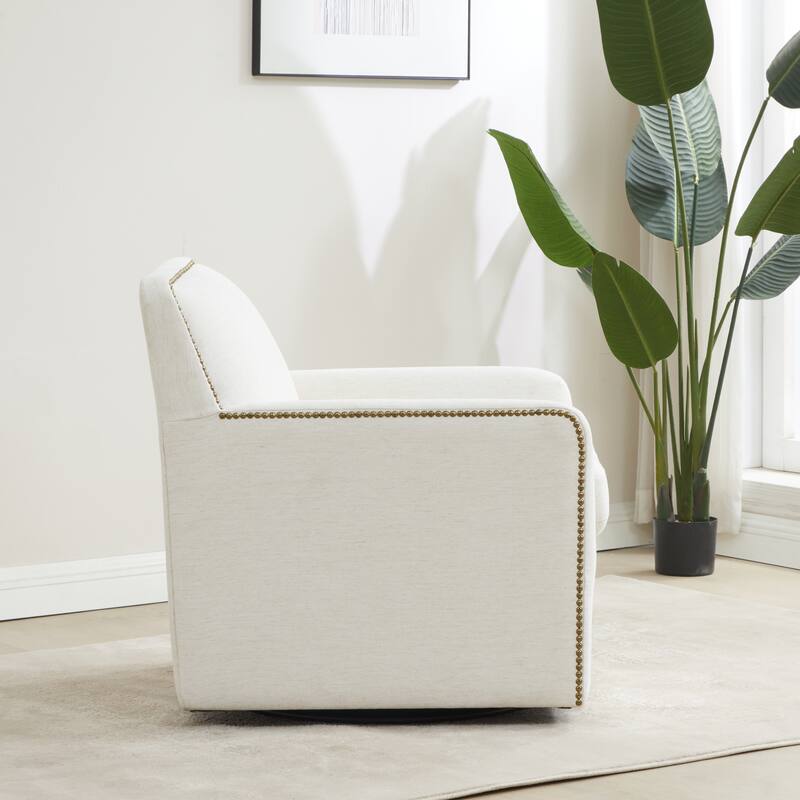 Tobias Swivel Accent Chair with Nailhead Trim by Greyson Living