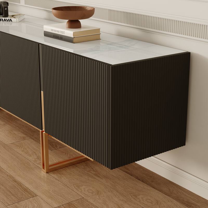 78.7'' TV Stand, Entertainment Center with Faux Marble Top