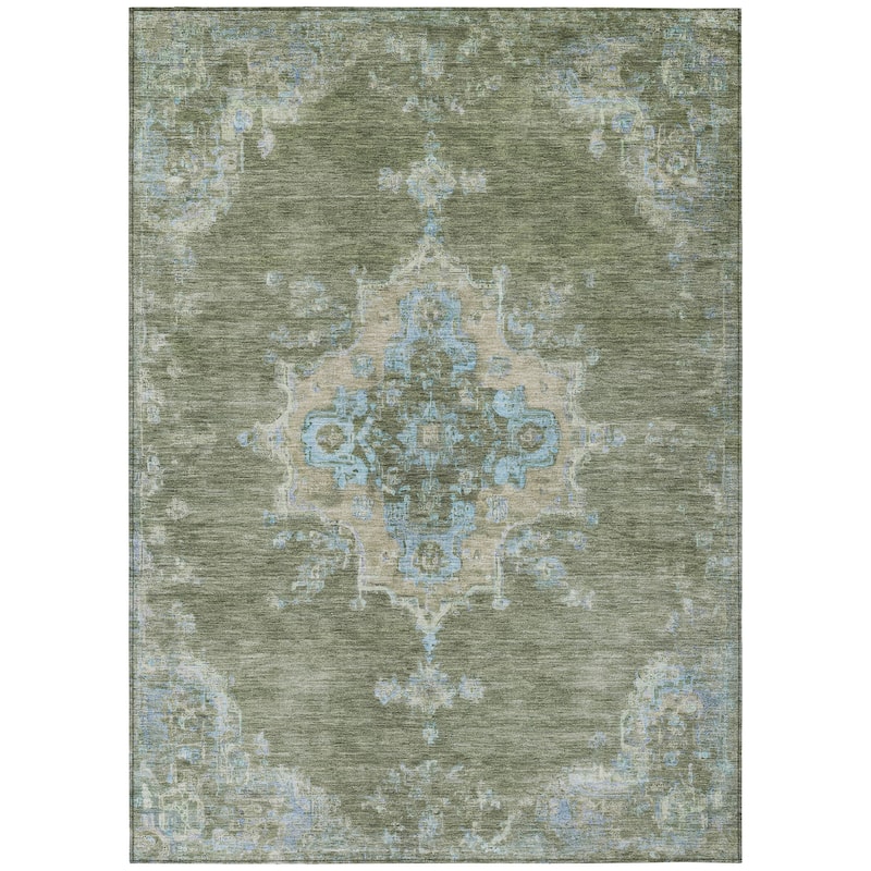 Machine Washable Indoor/ Outdoor Traditional Tabriz Chantille Rug