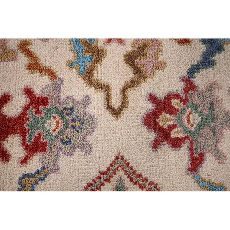 Ivory Oushak Indian Accent Rug Hand-Knotted Wool Carpet - 2'6"x 5'9"