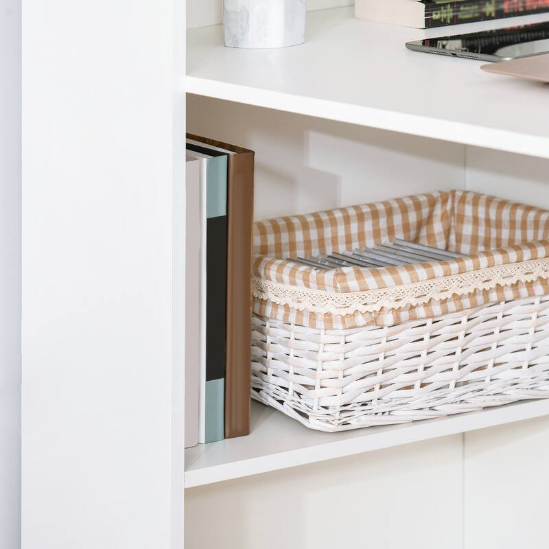 Modern Home Office Desk with 6-Tier Storage Shelves