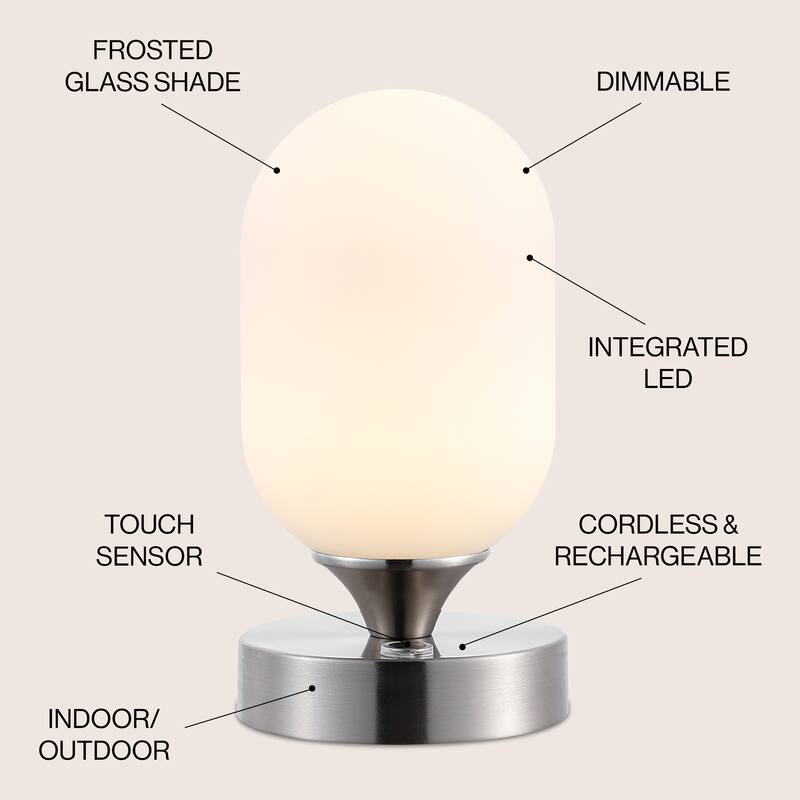 Owen 8" Bohemian Farmhouse Iron Wireless Rechargeable Integrated LED Table Lamp, Oil Rubbed Bronze/White by JONATHAN Y