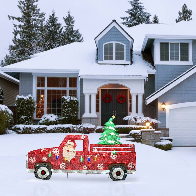 National Tree Company 27 in. Pre-Lit Santa in Red Truck - 27 in