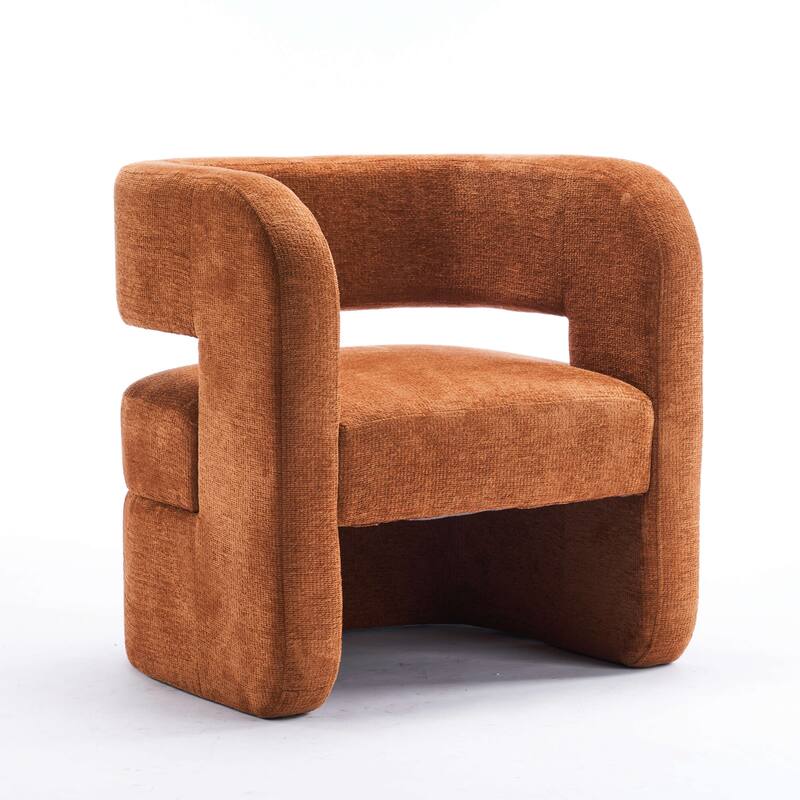 Set of 1 Square Barrel Shaped Boucle Upholstered Accent Armchair