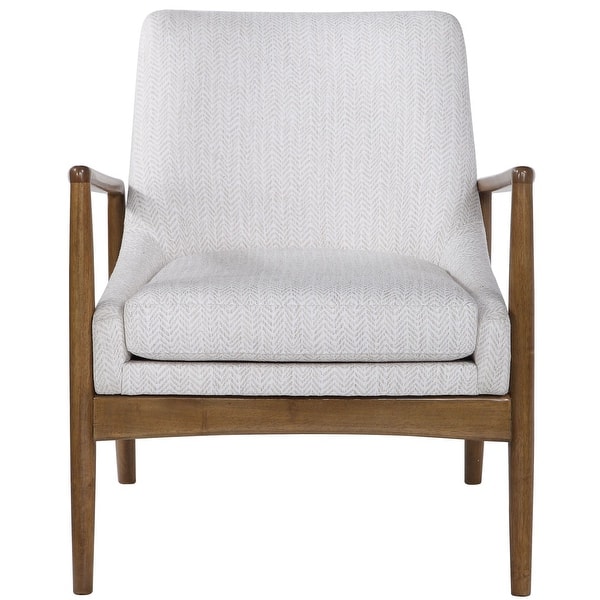 slide 2 of 8, Uttermost Bev 27" Wide Fabric Rubberwood Framed Midcentury Modern Honey Taupe
