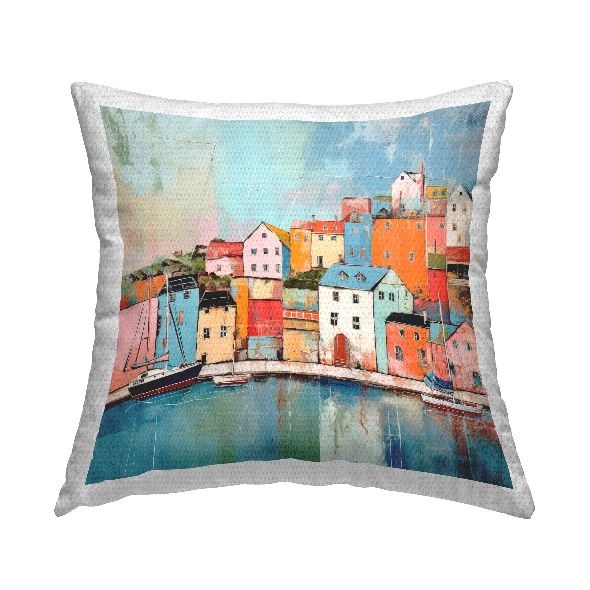 Stupell Sea Town Harbor Printed Outdoor Throw Pillow Design by Irena Orlov