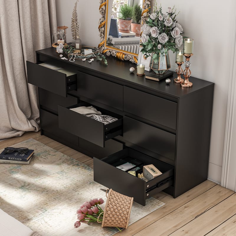 63"W 9 Drawer Dresser Accent Dresser for Living Room Bedroom Chest