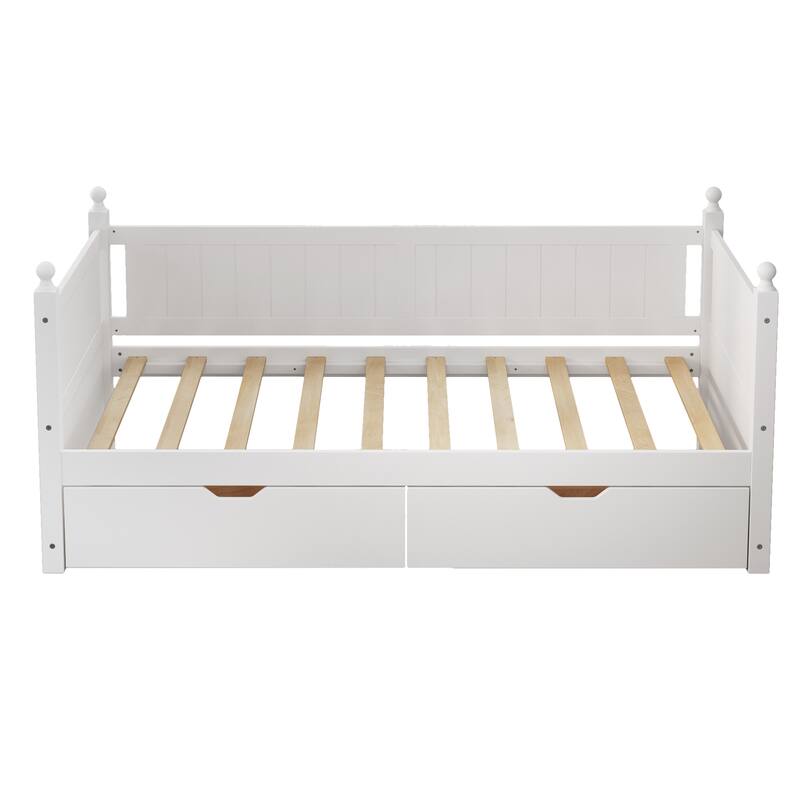 Twin Size Solid Wood Daybed with 2 Drawers for Limited Space Kids for Bedroom
