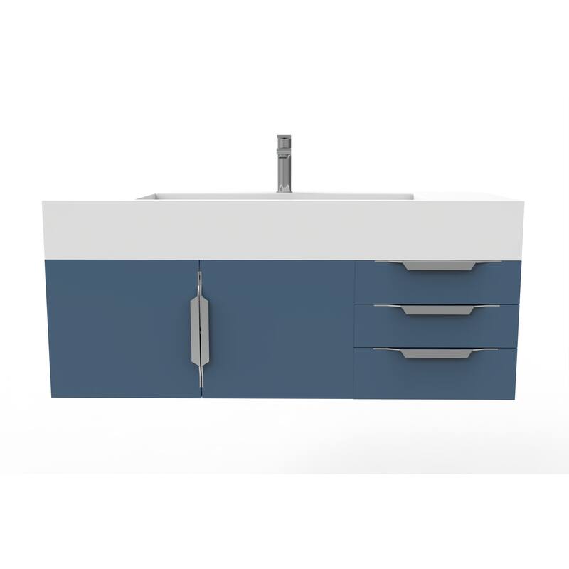 Nile 48" Wall Mounted Bathroom Vanity Set w/ White Top