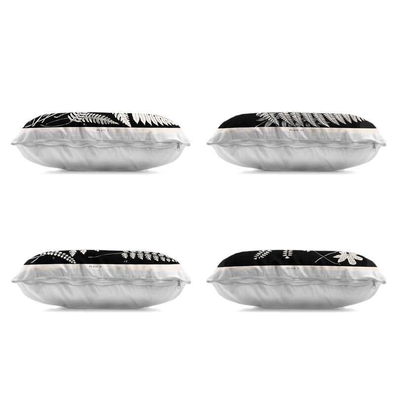 Stupell White Ferns on Black Decorative Printed Throw Pillow Design by Phillipa Katz (Set of 4)