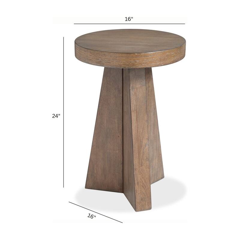 Magnussen Home Lansbury Antique Wheat Round Accent End Table - 16''W x 16''D x 24''H