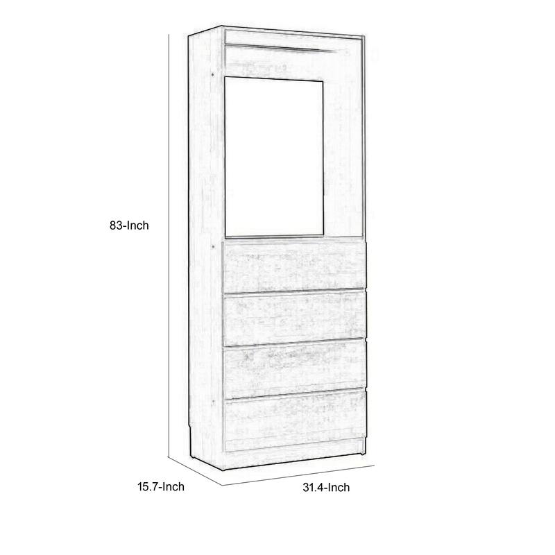 Dee Modular Closet System, 1 Metal Hanging Rod and 4 Drawers, Black Finish