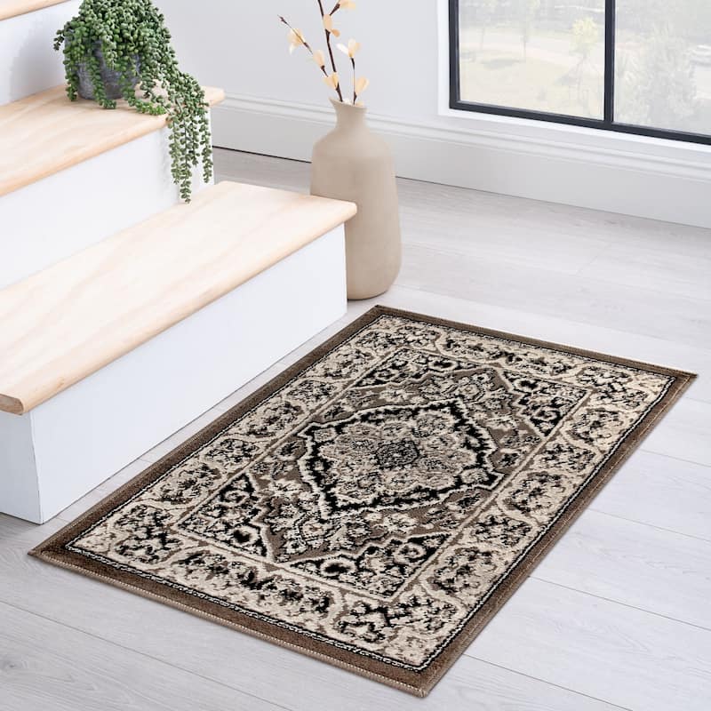 Superior Glendale Floral Medallion Indoor Area Rug - 2' x 3' - Brown