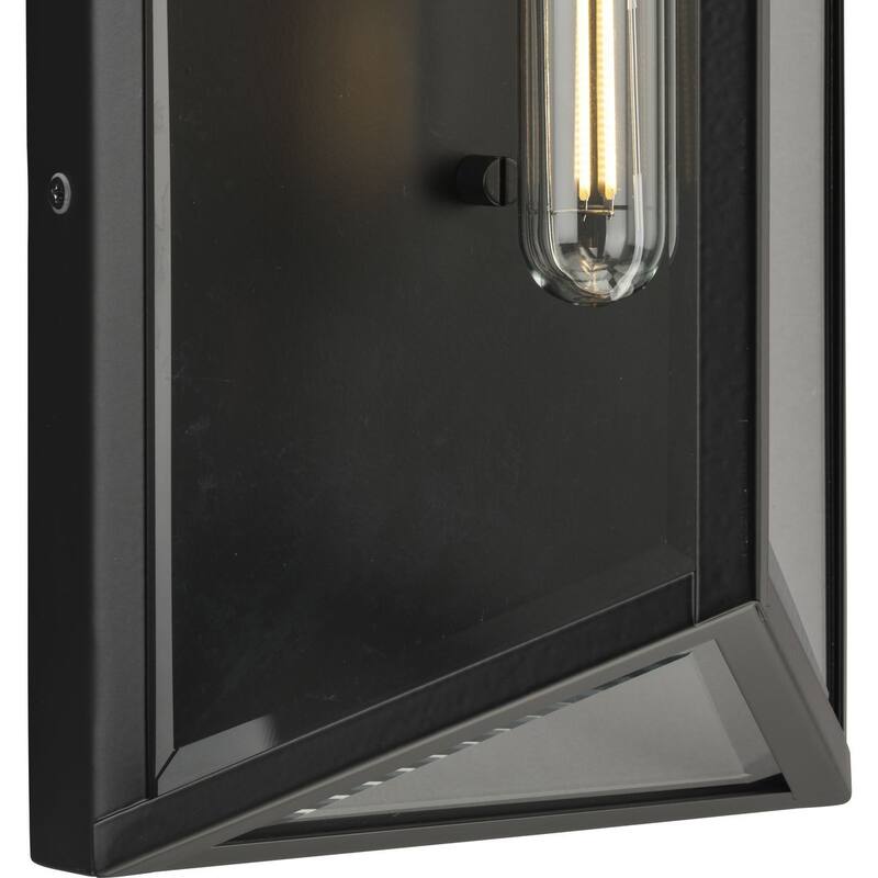 Bristol Collection Two-Light Black Modern Farmhouse Large Outdoor Wall Lantern - 7.5 in x 4.62 in x 24 in