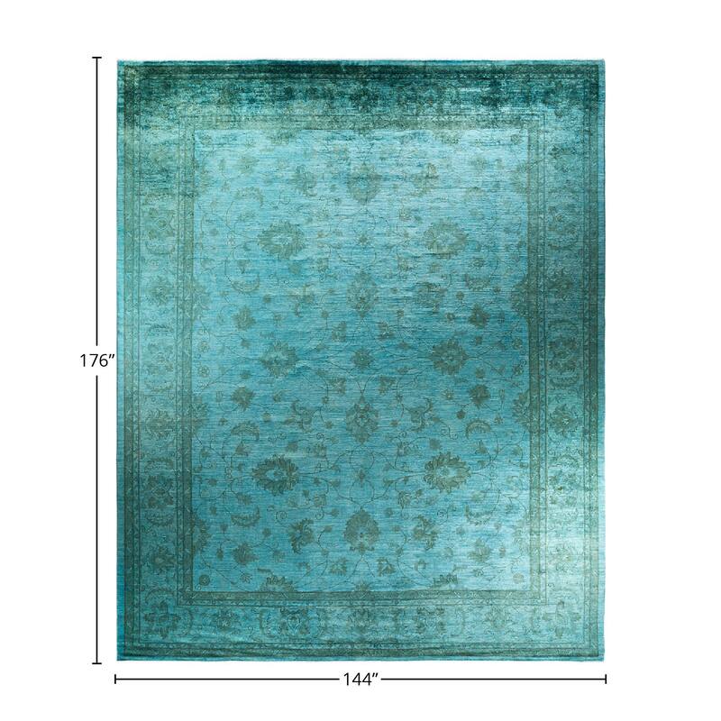 Vibrance, One-of-a-Kind Hand-Knotted Area Rug - Blue, 12' 0" x 14' 8" - 12' 0" x 14' 8"