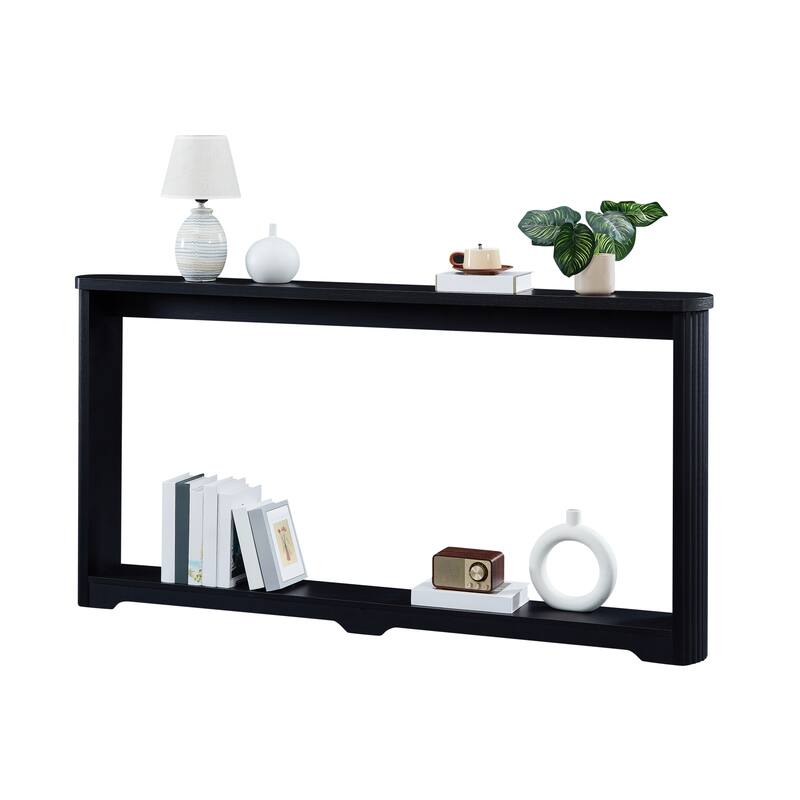 Console Table Side Table with Bottom Shelf, Rustic Side Table Hallway Table Entryway Table for Living Room