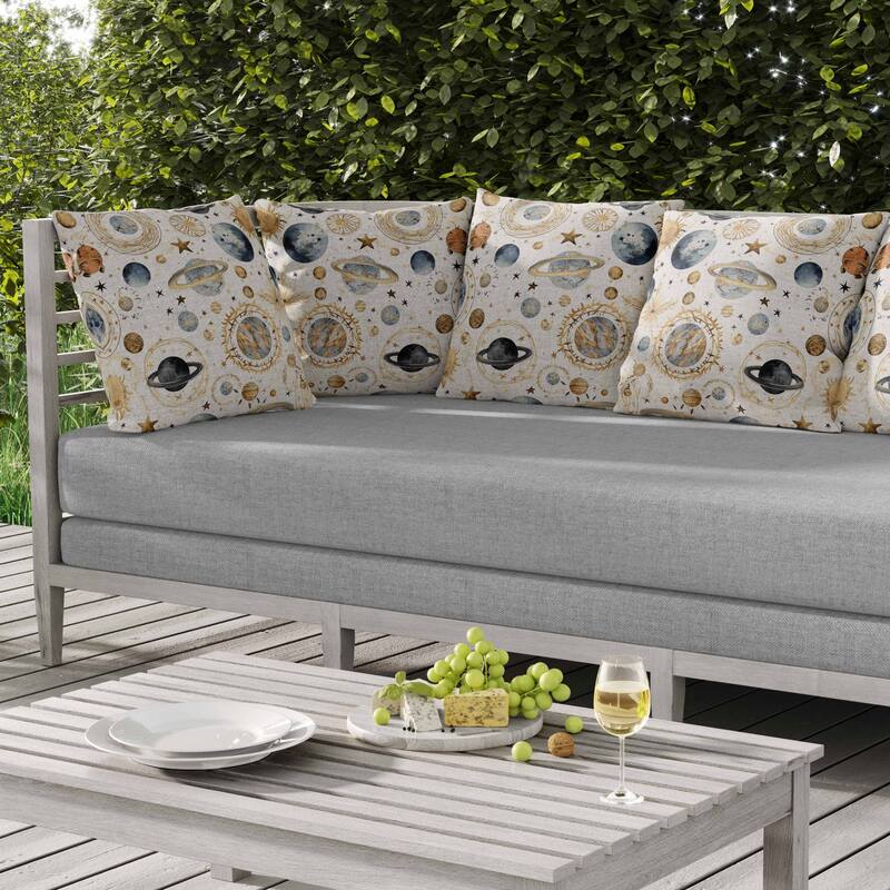 Space Fusion Indoor/Outdoor Reversible Throw Pillow White and Blue