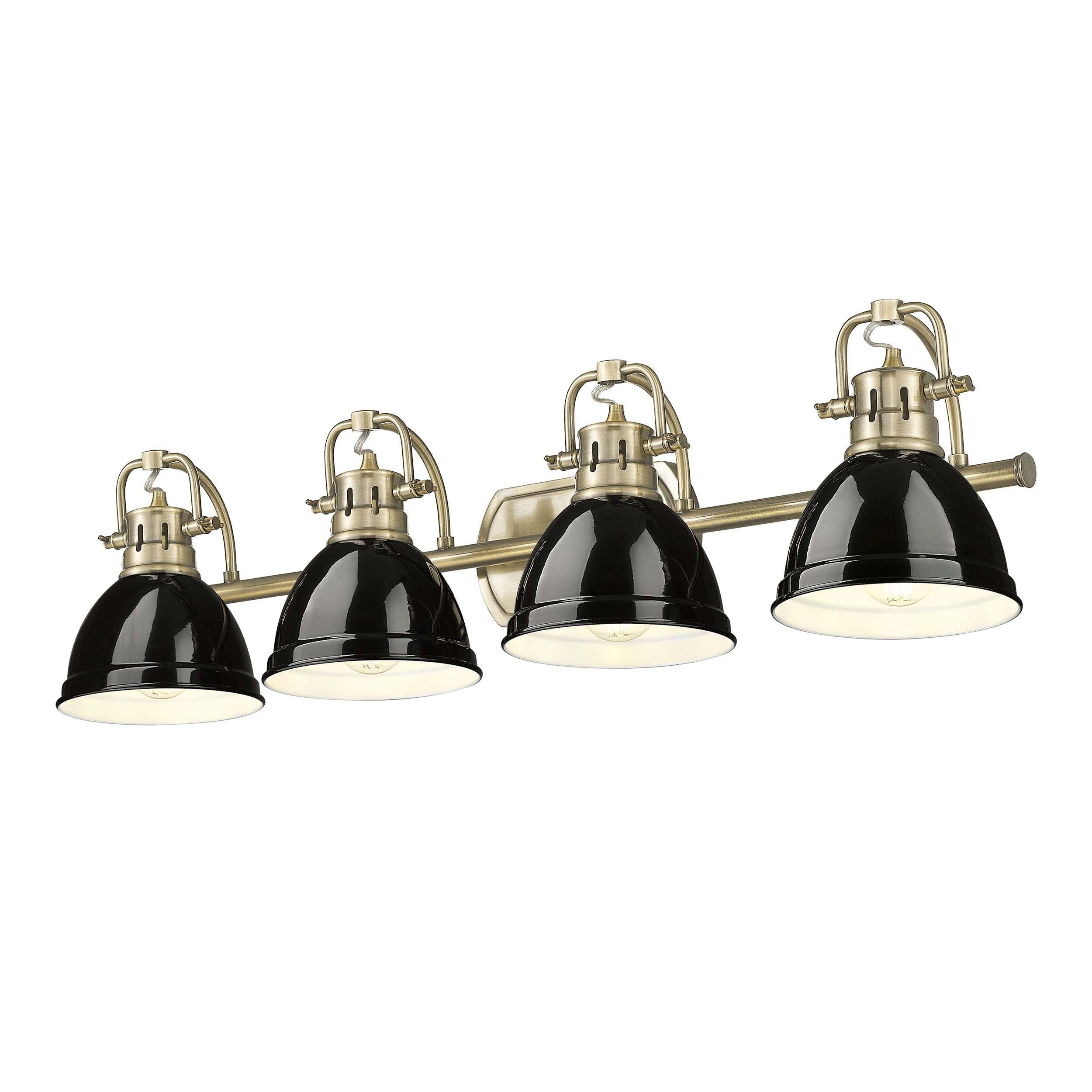 Golden Lighting Duncan 4-Light Vanity Light - Aged Brass - Black Shade