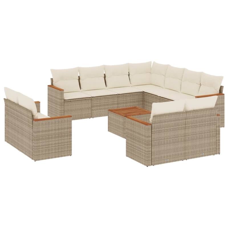 vidaXL Patio Sofa Set with Cushions Outdoor Conversation Furniture Poly Rattan - 24.4 x 24.4 x 27.2 in