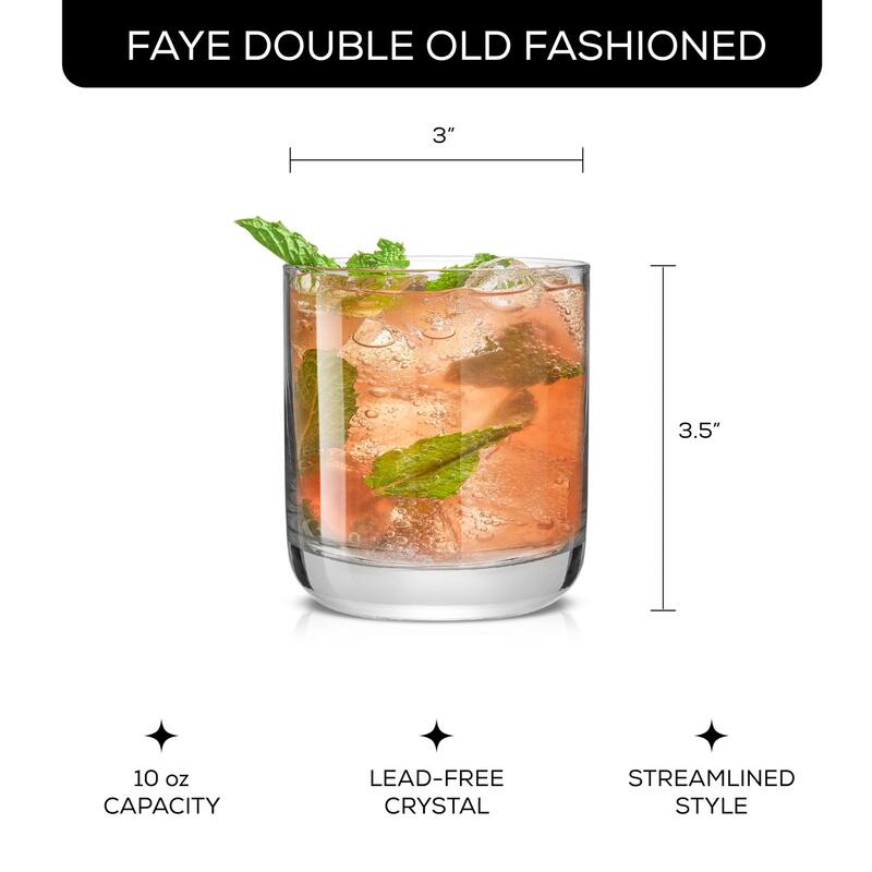 JoyJolt Faye DOF Rock Whiskey Tumbler Glasses - 10 oz - Set of 6 - 10 oz