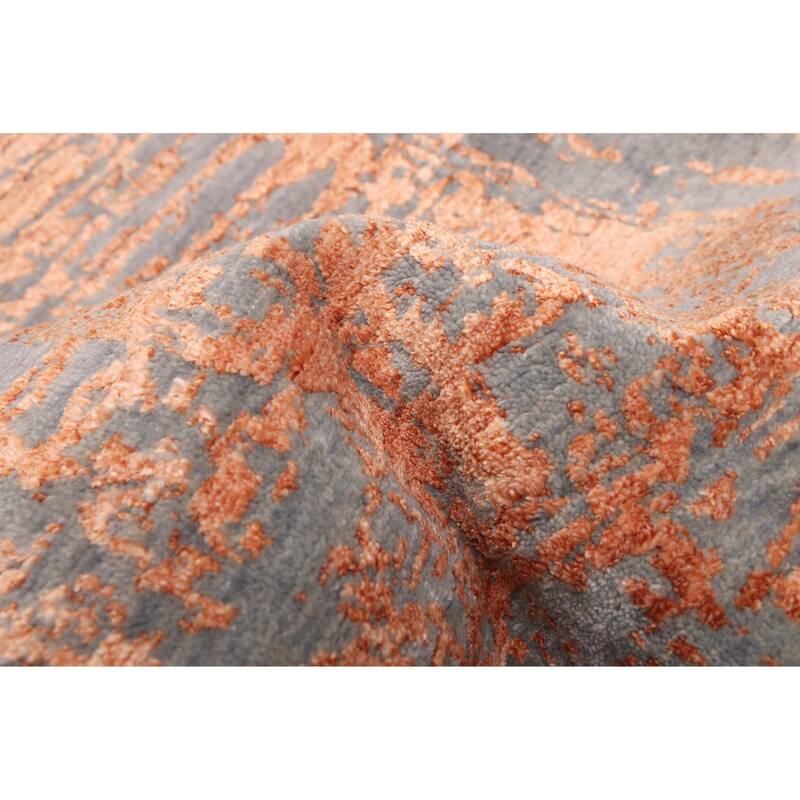 ECARPETGALLERY Hand-knotted Legacy Copper, Dark Grey Silk, Wool Rug - 2'6 x 10'3