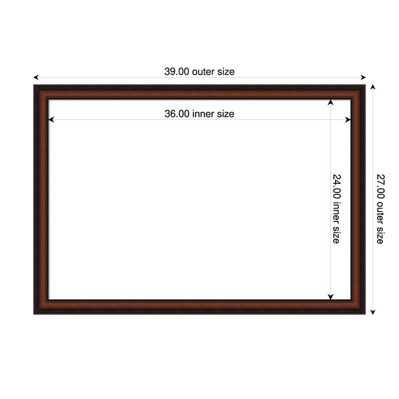 Amanti Art Cyprus Walnut Narrow Framed Dry Erase Magnetic Board - 39 x 27 in