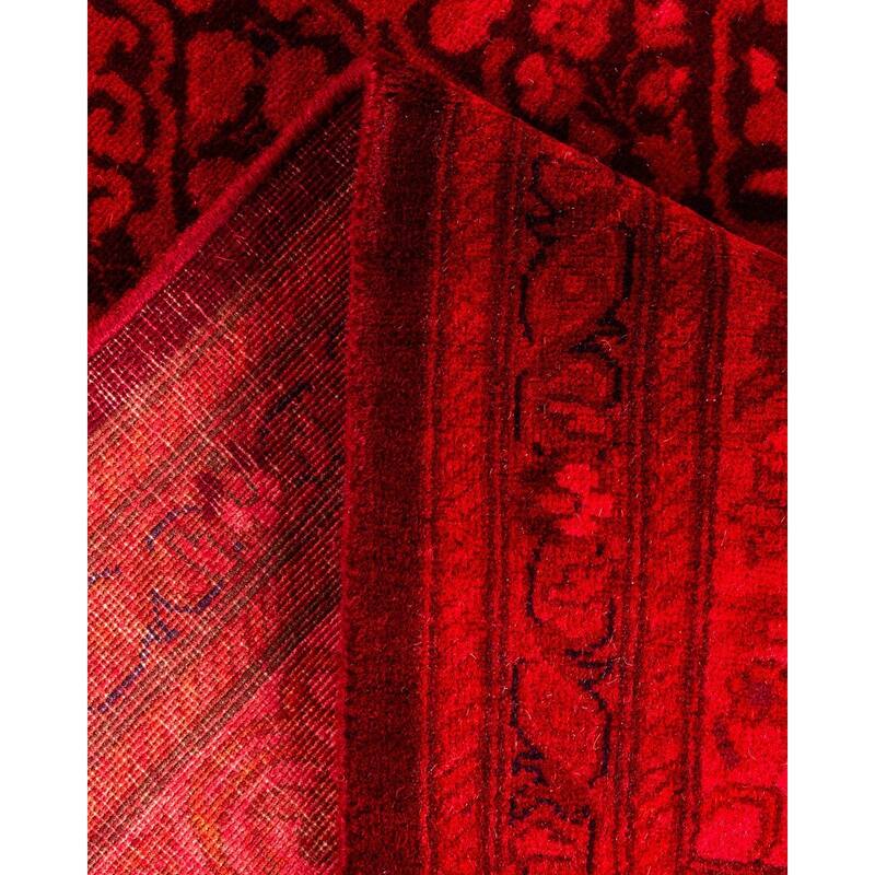 Overton Hand Knotted Wool Vintage Inspired Modern Contemporary Overdyed Red Runner Rug - 2' 7" x 12' 2"